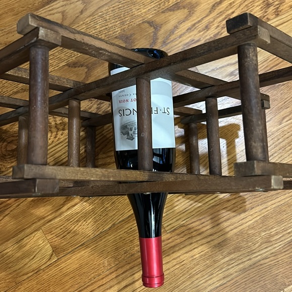 Vintage MCM style accordian collapsible wine rack, 14 bottles - Picture 3 of 7